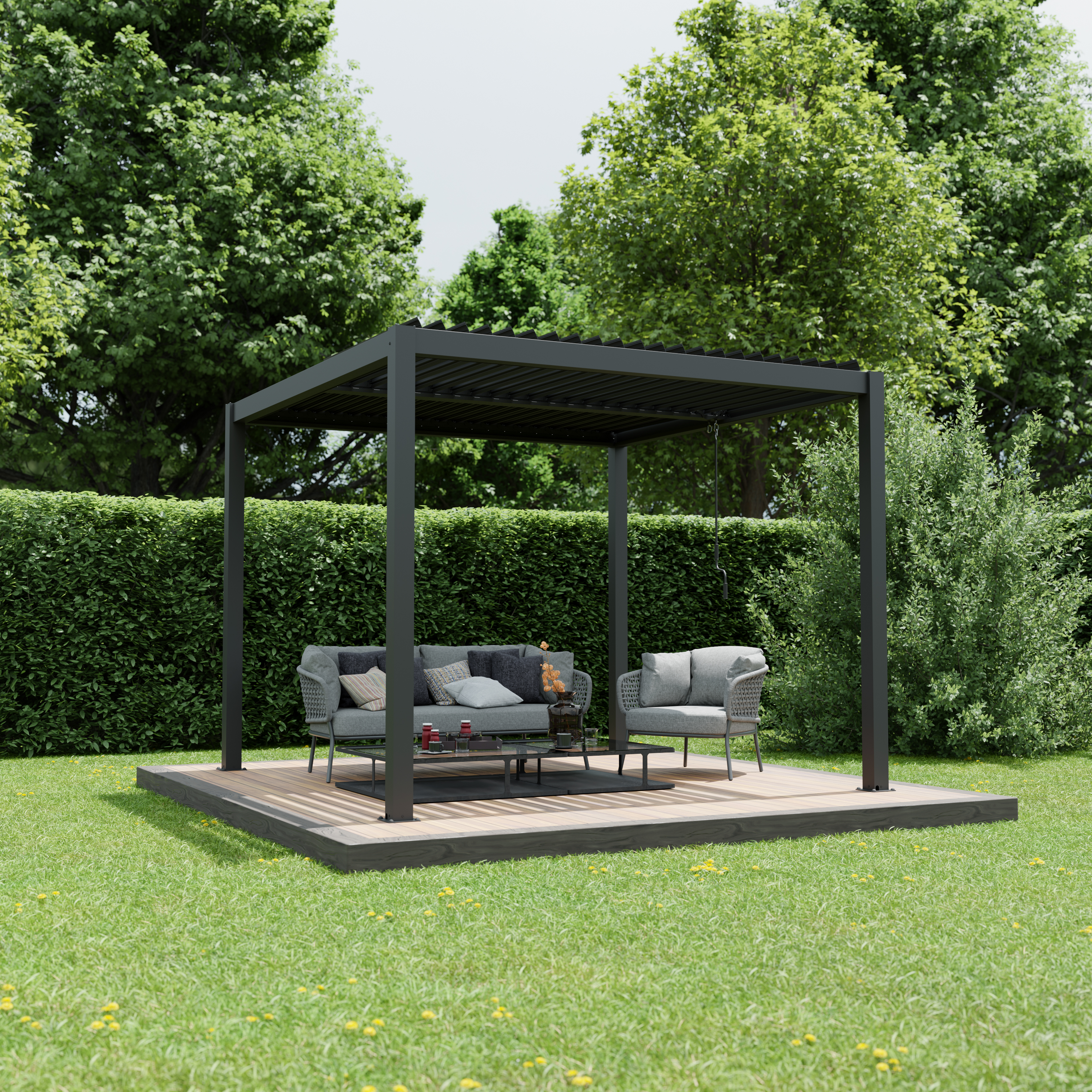 Ximax aluminium pergola Shade electric shading system with slatted roof 300 x 300 cm